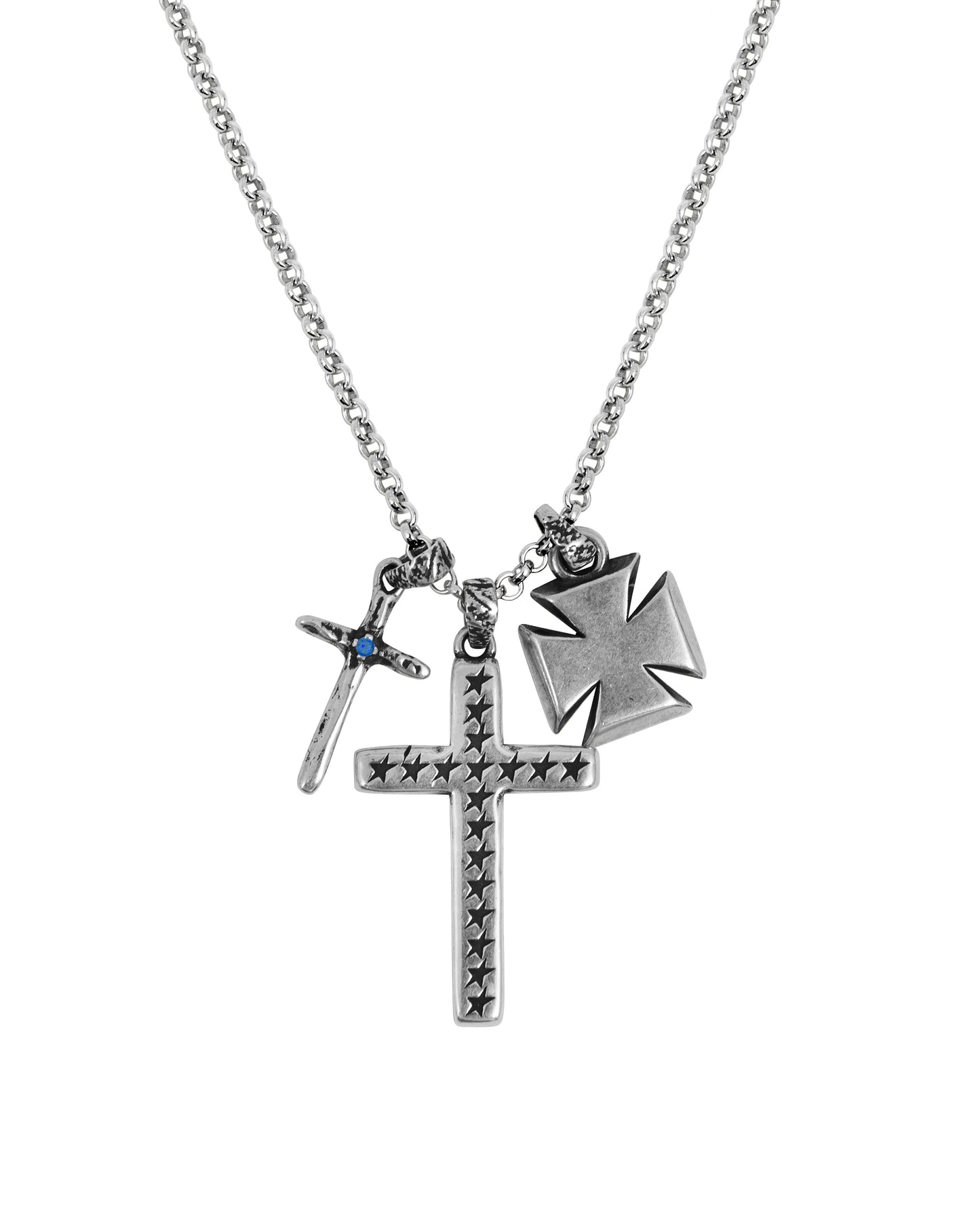 TwoJeys Multi Cross Necklace Silver