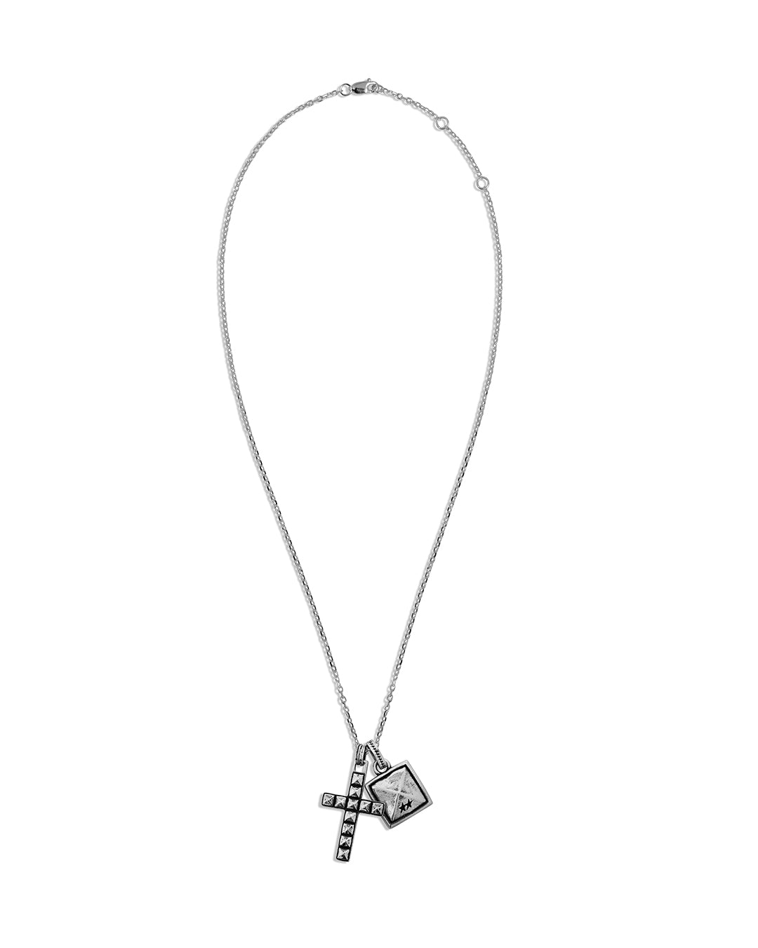 TwoJeys Studded Cross Necklace — Silver
