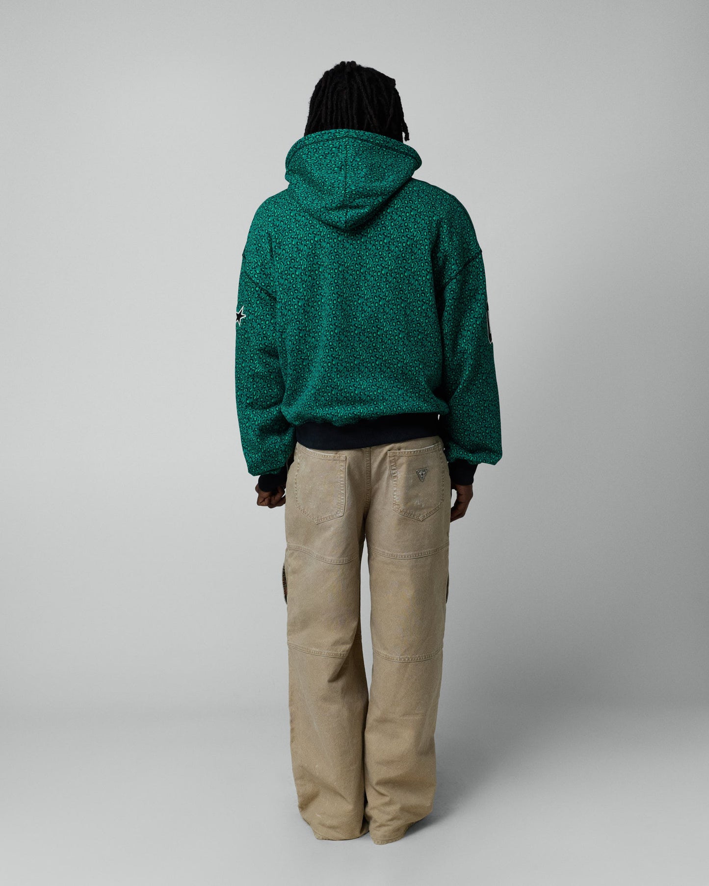 TwoJeys Vintage Varsity Zipper Green Cheetah