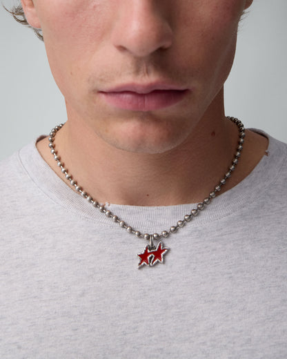 TwoJeys Red Melted Stars Ball Necklace