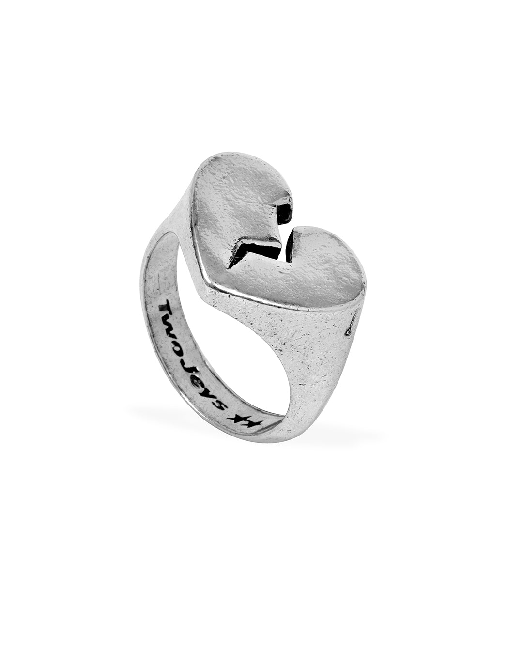 TwoJeys Broken Heart Ring Silver