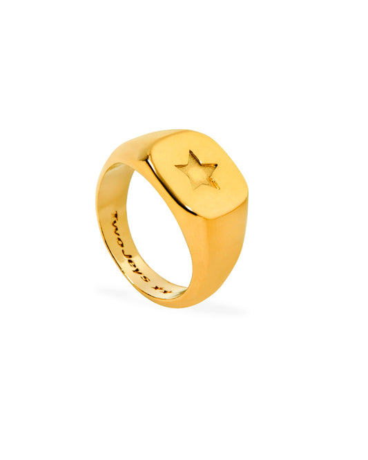TwoJeys Star Signet Ring Gold