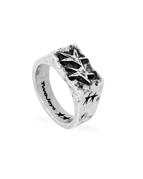 TwoJeys Ignorant Icon Ring Blue Silver