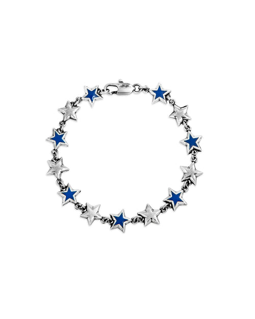 TwoJeys Black Enameled Stars Bracelet Silver