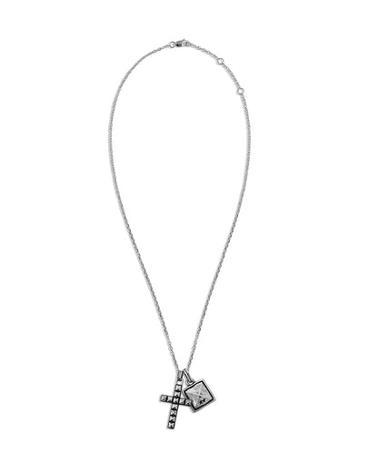 TwoJeys Studded Cross Necklace — Silver