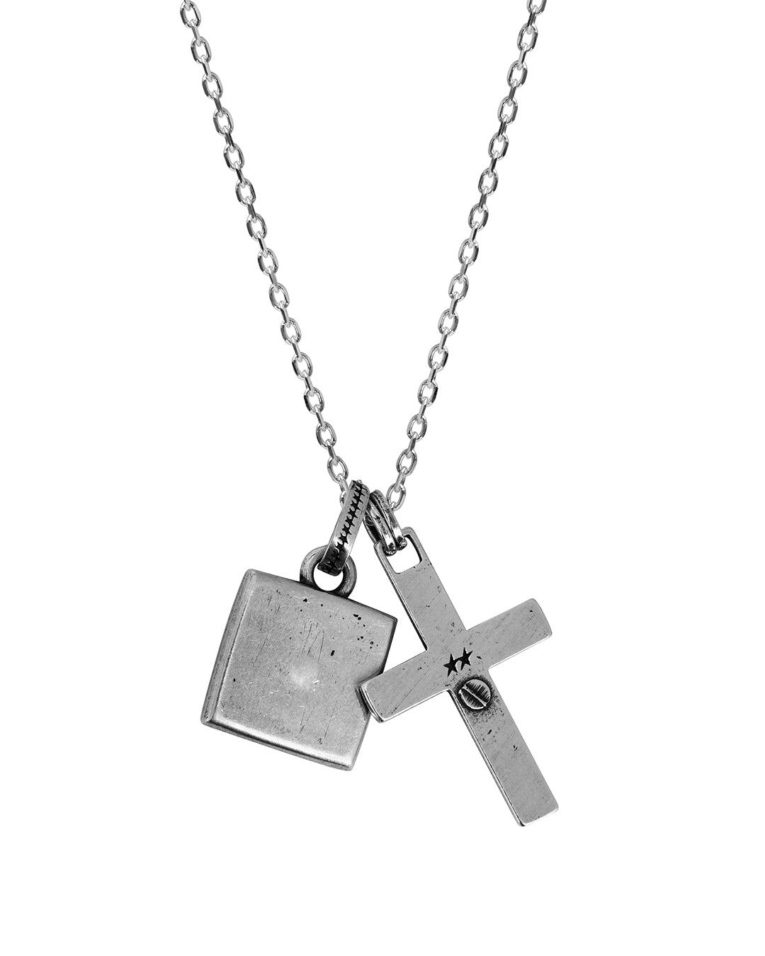 TwoJeys Studded Cross Necklace — Silver