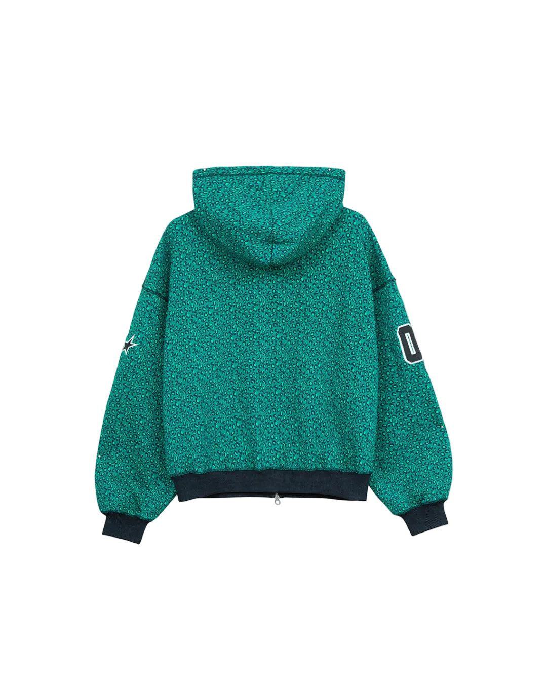 TwoJeys Vintage Varsity Zipper Green Cheetah