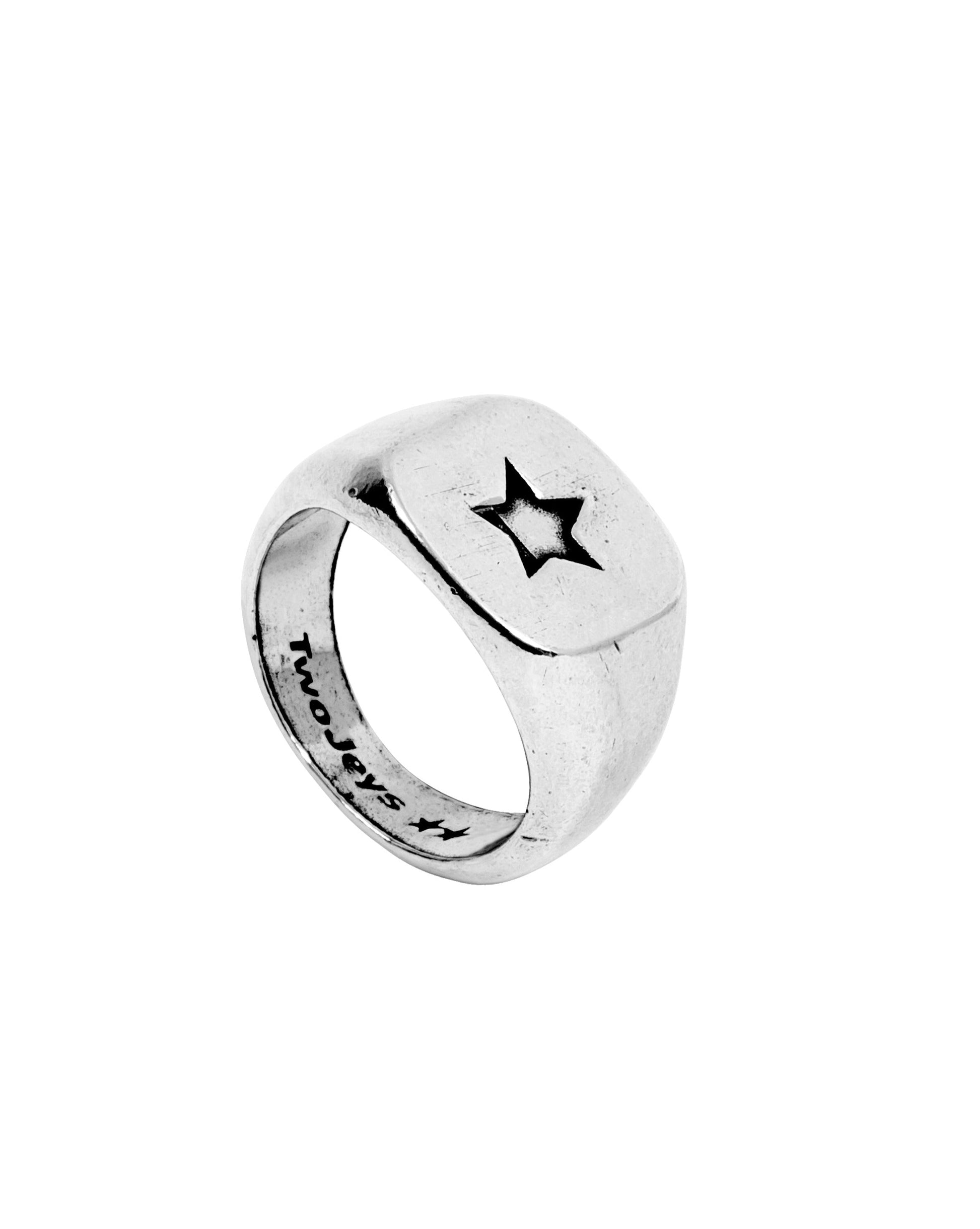 TwoJeys Star Signet Ring Silver