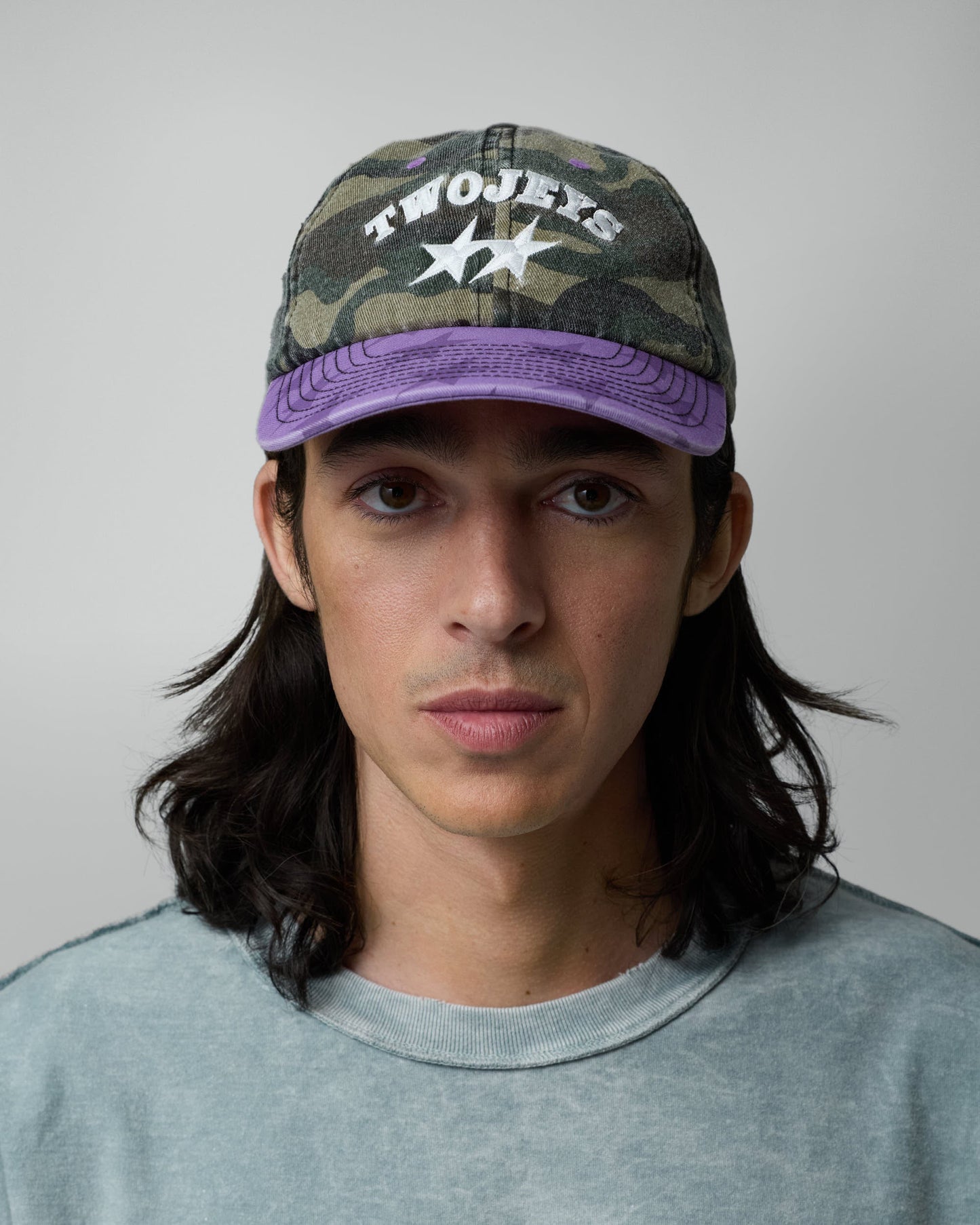 TwoJeys Mismatched Camo Dad Cap — Camo/Purple