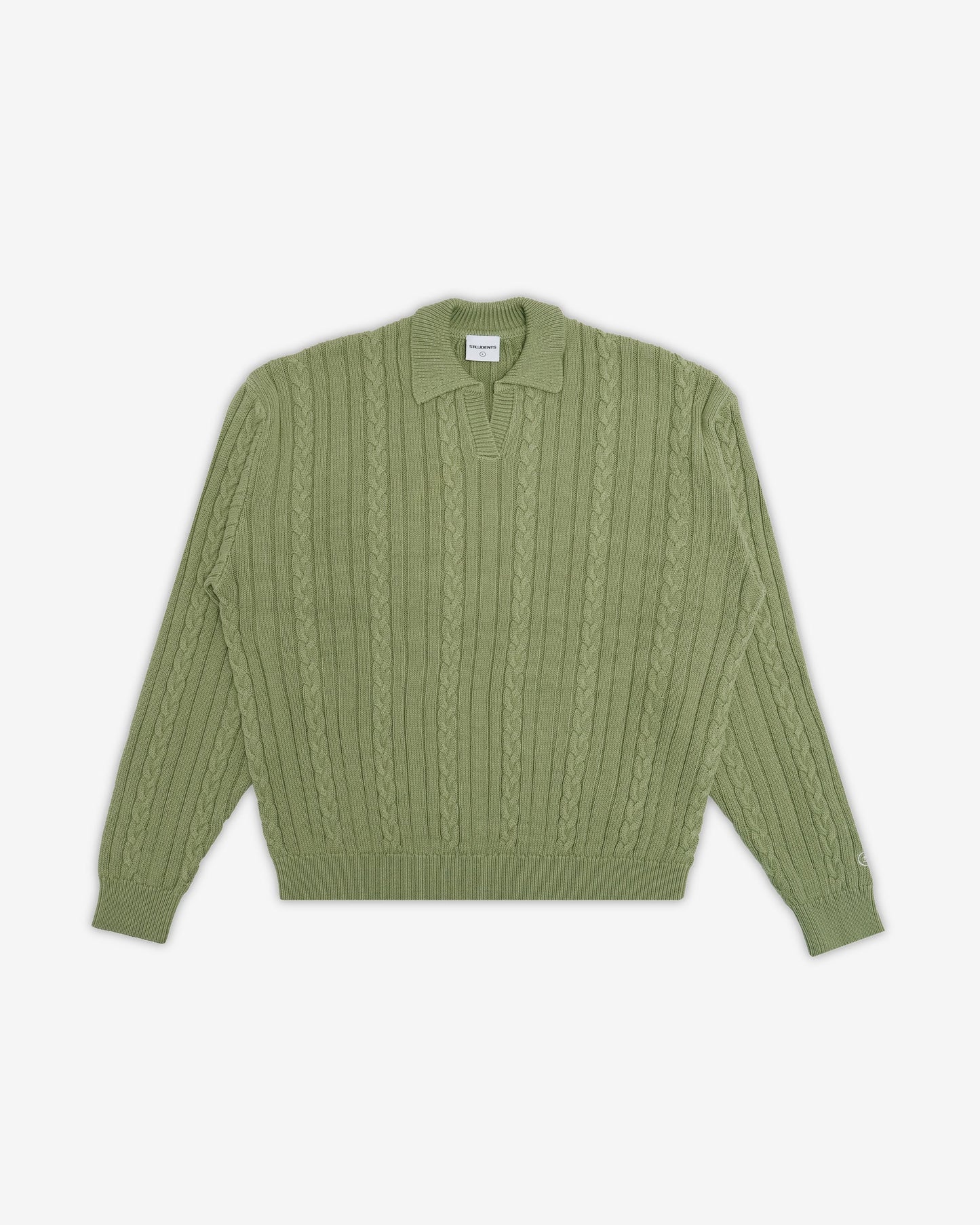Students Golf Riverview Knit LS Polo Sweater - Moss front