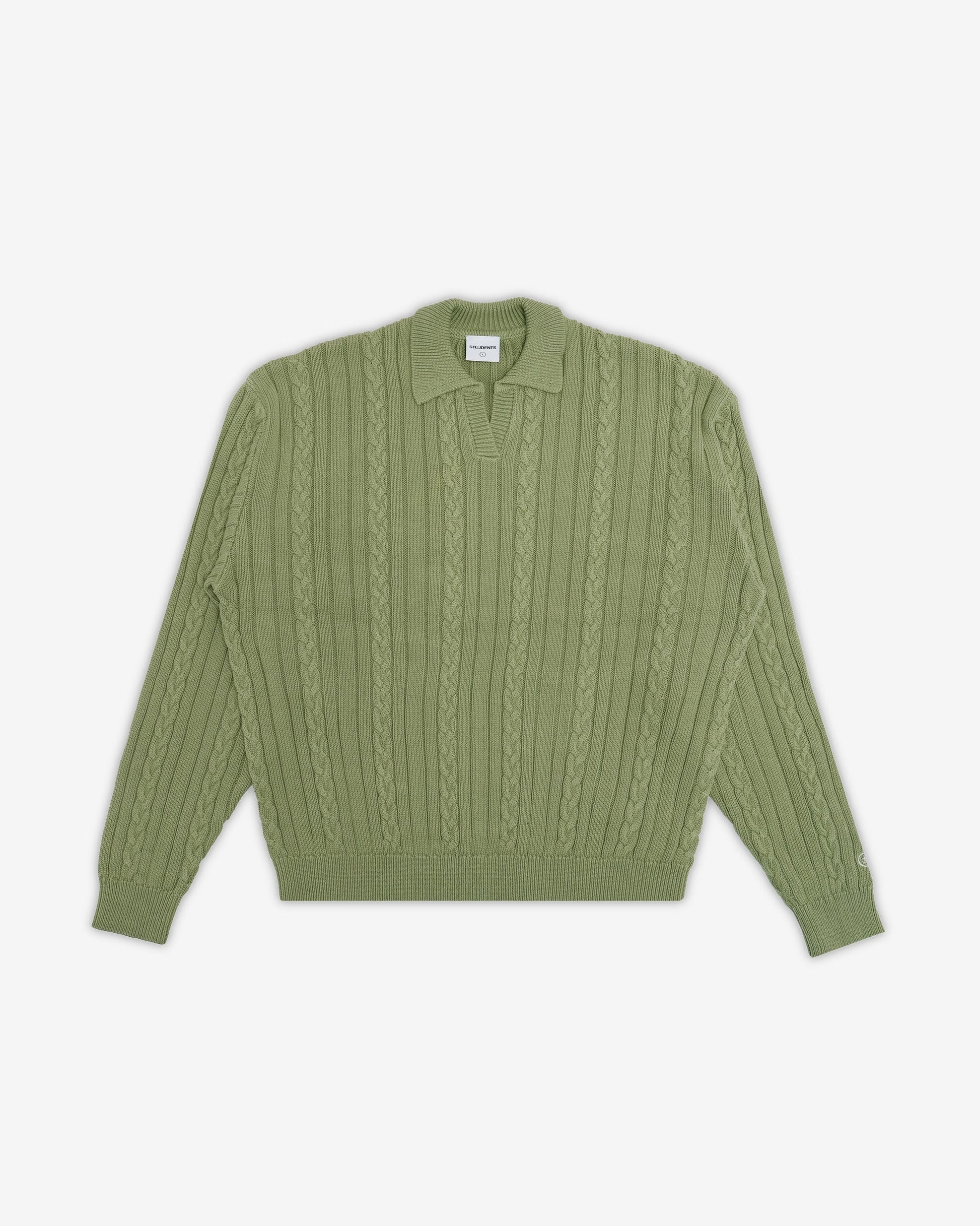 Students Golf Riverview Knit LS Polo Sweater - Moss front