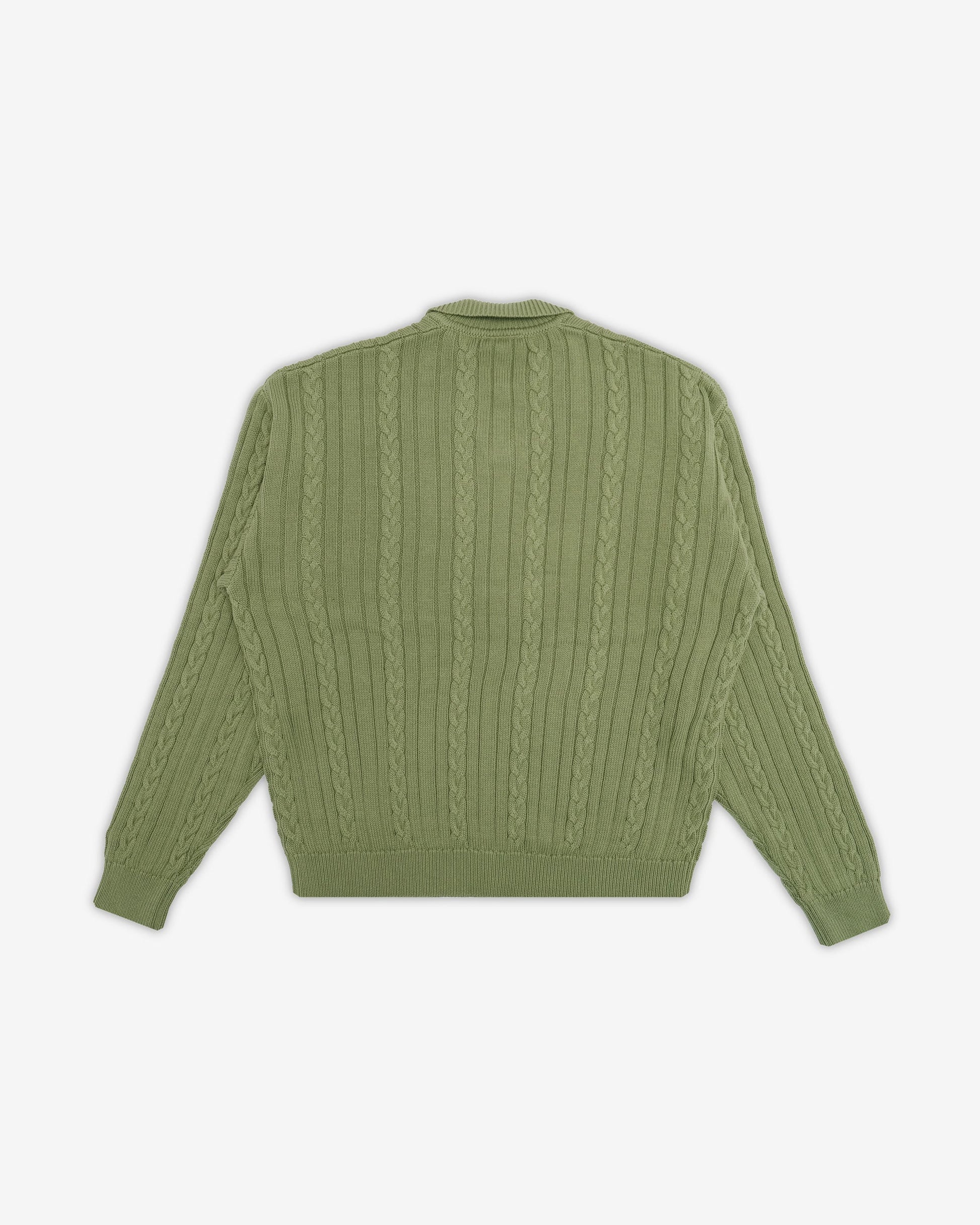Students Golf Riverview Knit LS Polo Sweater - Moss back